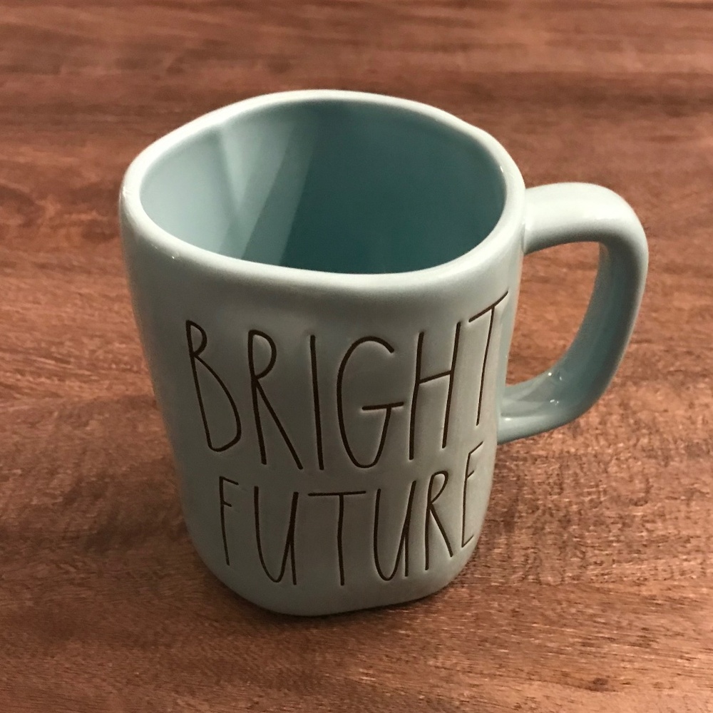 Rae Dunn pale blue BRIGHT FUTURE mug